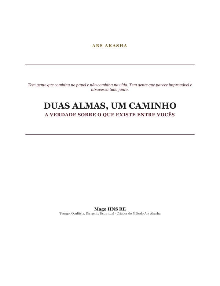 Capa do e-book Duas Almas, Um Caminho