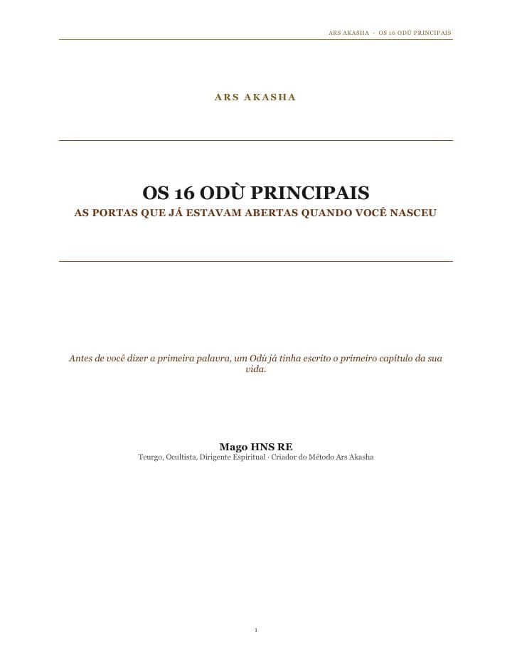 Capa do e-book Os 16 Odus Principais